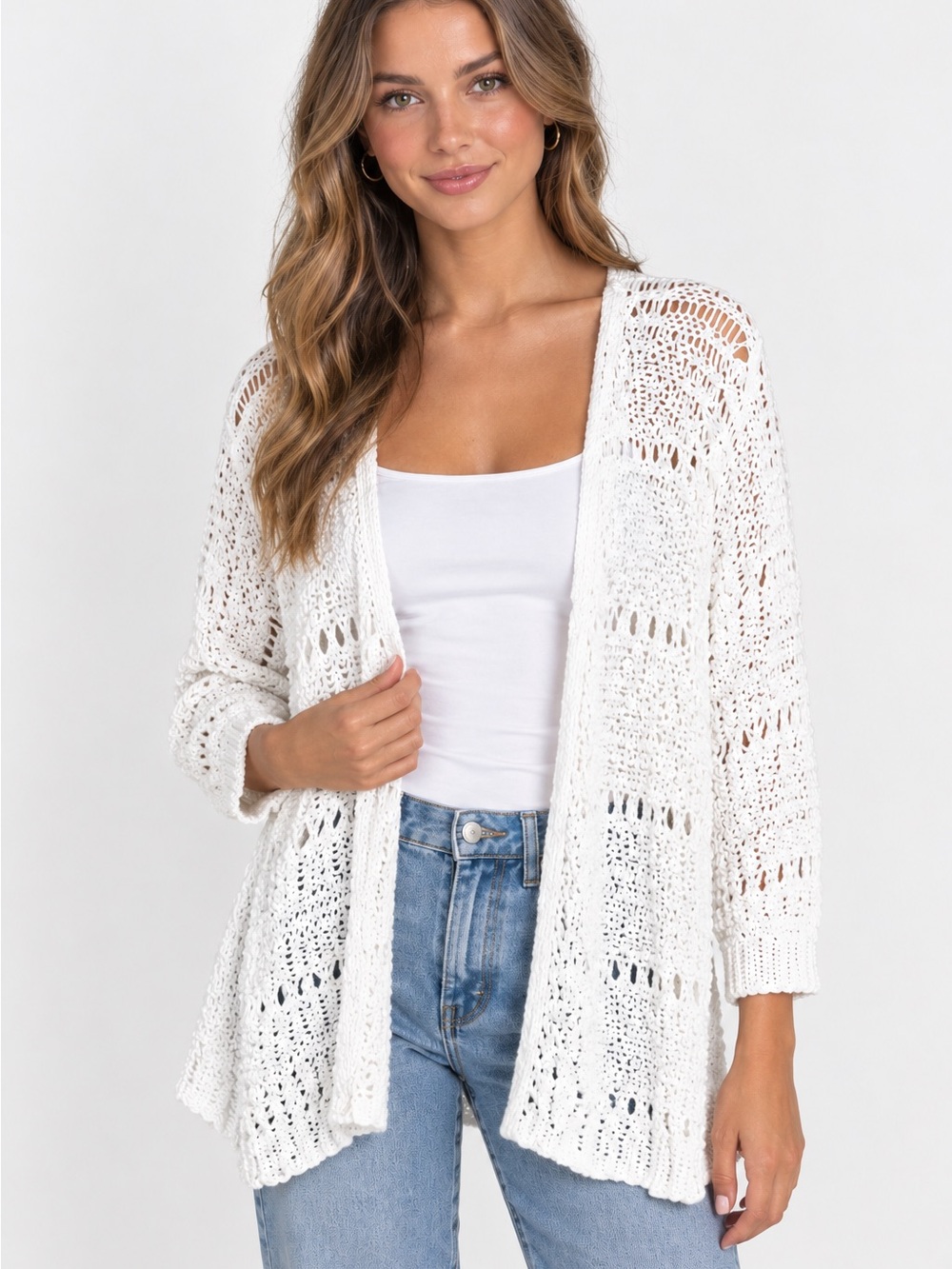 NEW Anthropologie Akemi + Kin crochet open front cardigan sweater jacket NWT